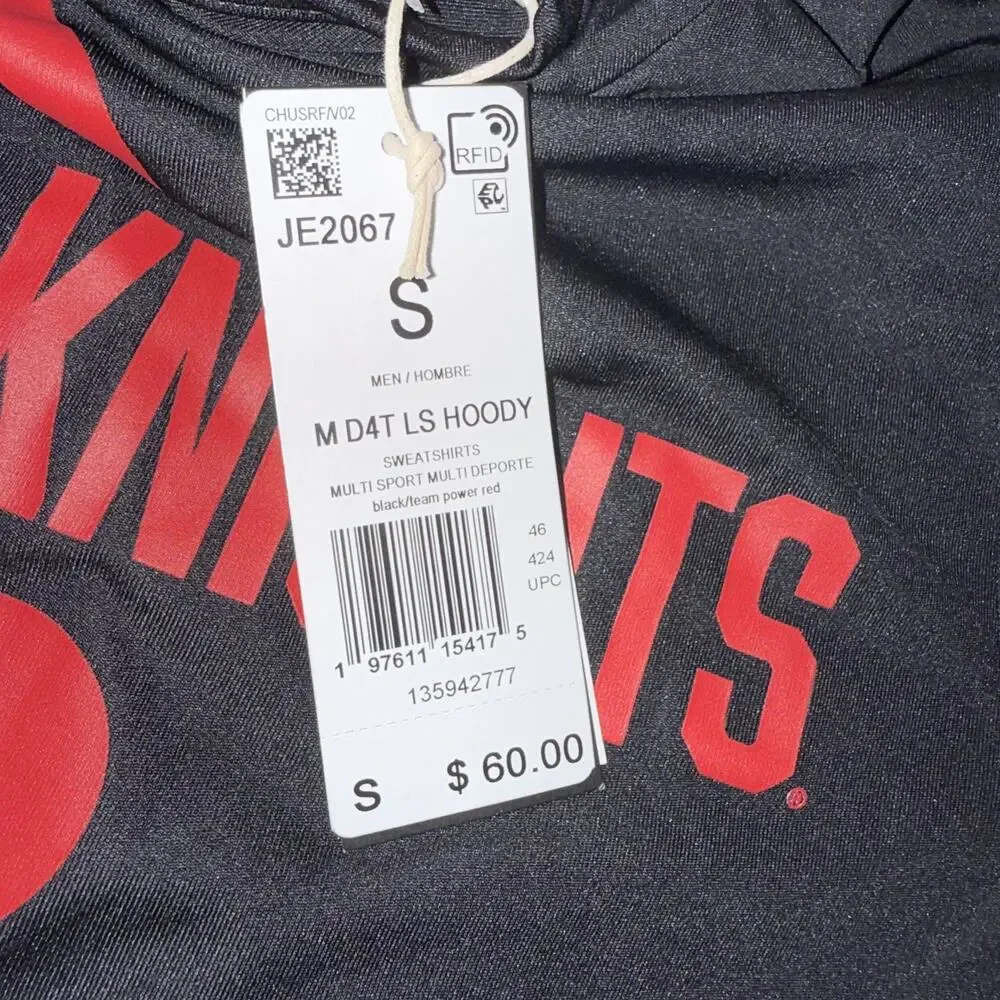 Rutgers Scarlet Knights Black Adidas Hooded Long Sleeve Shirt Size S